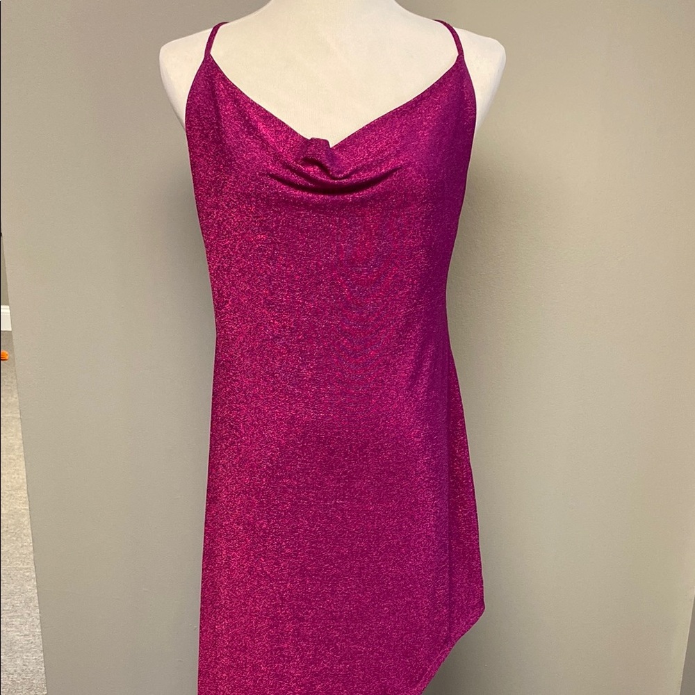 Forever 21 Pink Asymmetrical Slip Dress with Spaghetti Straps